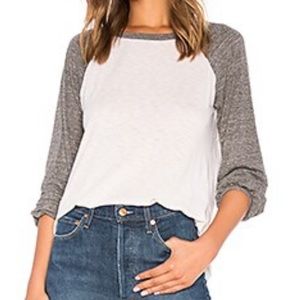Sundry Femme Baseball Tee in Bone & Heather Grey